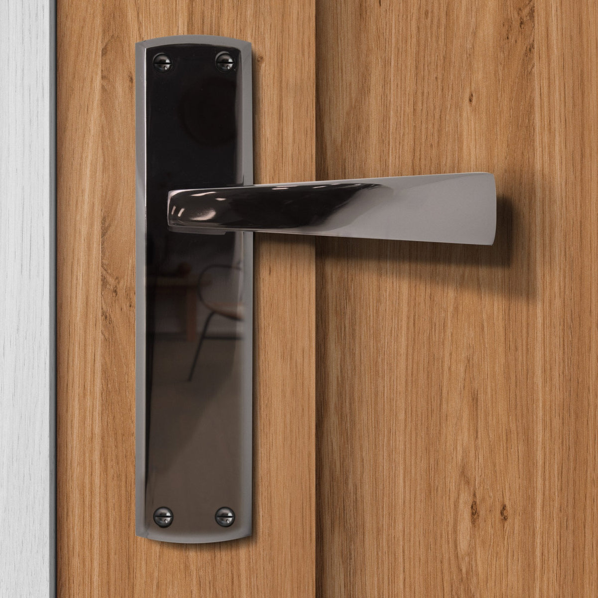 Ritz Lever on Backplate Door Handle Set - Black Nickel