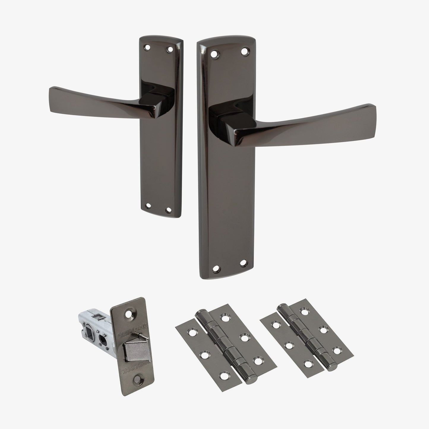 Ritz Lever on Backplate Door Handle Set - Black Nickel