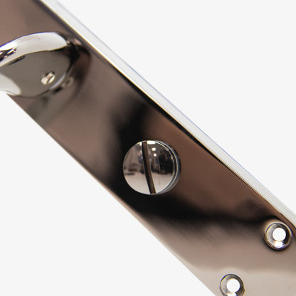 Scimitar Lever on Backplate Bathroom Door Handle Set - Black Nickel