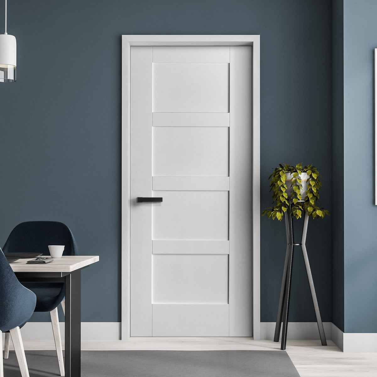 White Internal Primed Flat Shaker 4 Panel Door (51774)