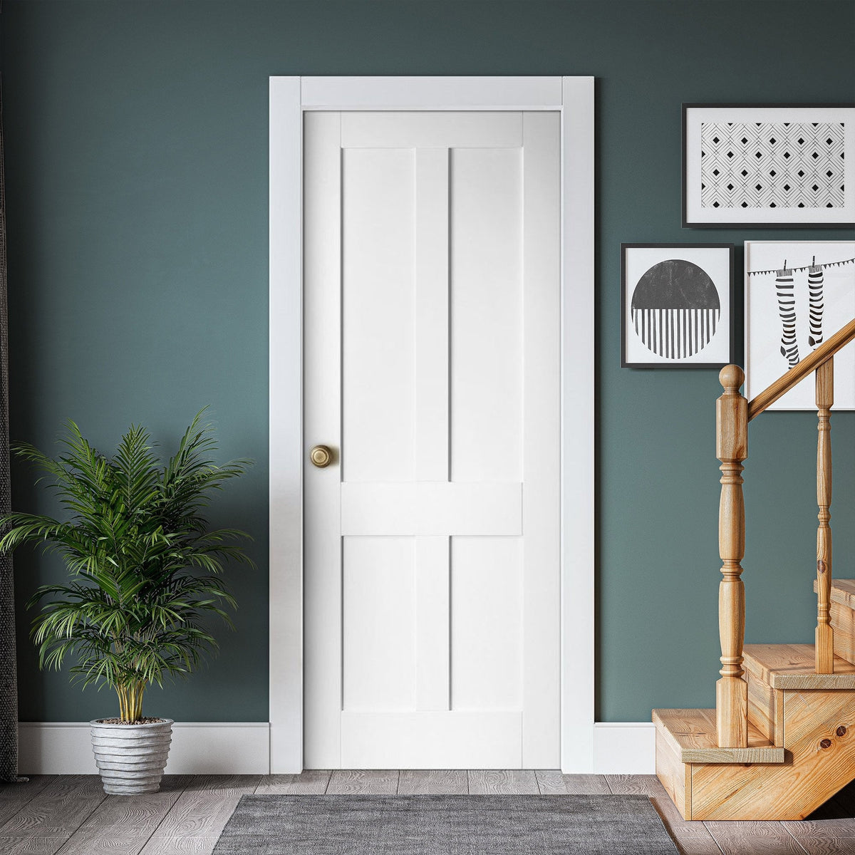 White Internal Primed Flat Victorian Shaker 4 Panel FD30 Fire Door