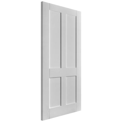 White Internal Primed Flat Victorian Shaker 4 Panel Door (51785)
