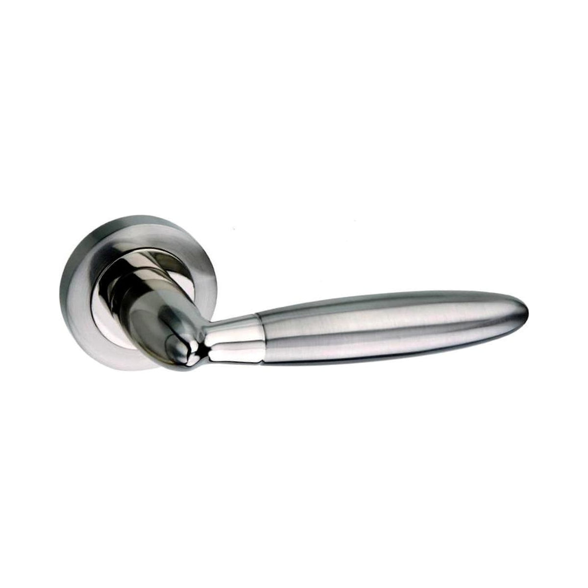 Mediterranean Gibraltar Round Lever Door Handle - Satin Nickel and Polished Nickel