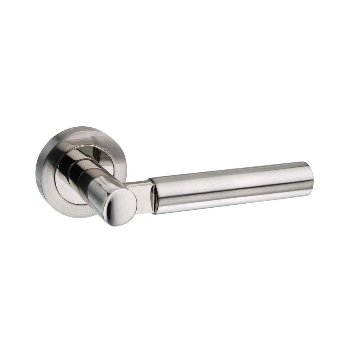 Mediterranean Palermo Round Lever Door Handle - Satin Nickel and Polished Nickel