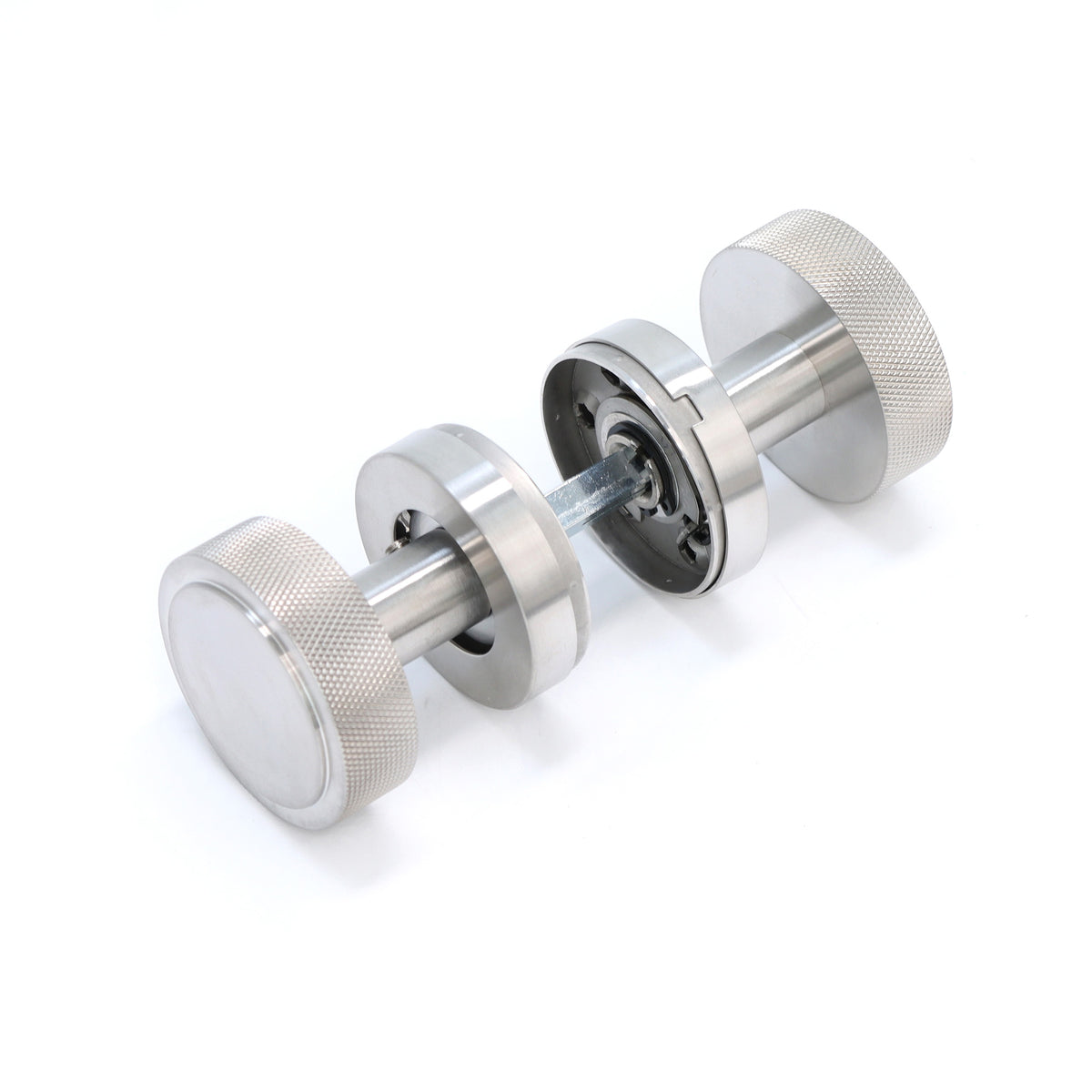 Knurled Round Rose Door Knob Set - Satin Stainless Steel