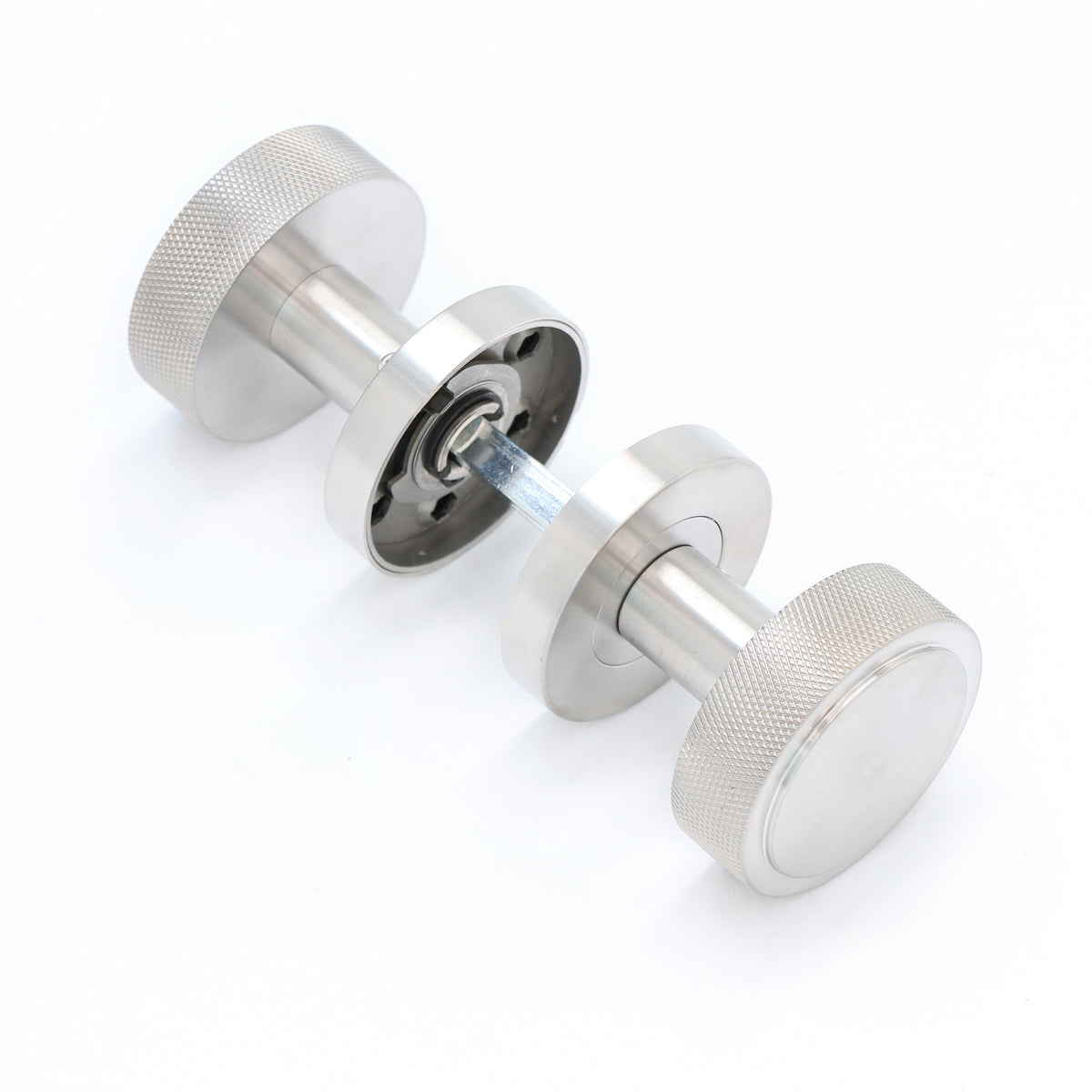 Knurled Round Rose Door Knob Set - Satin Stainless Steel