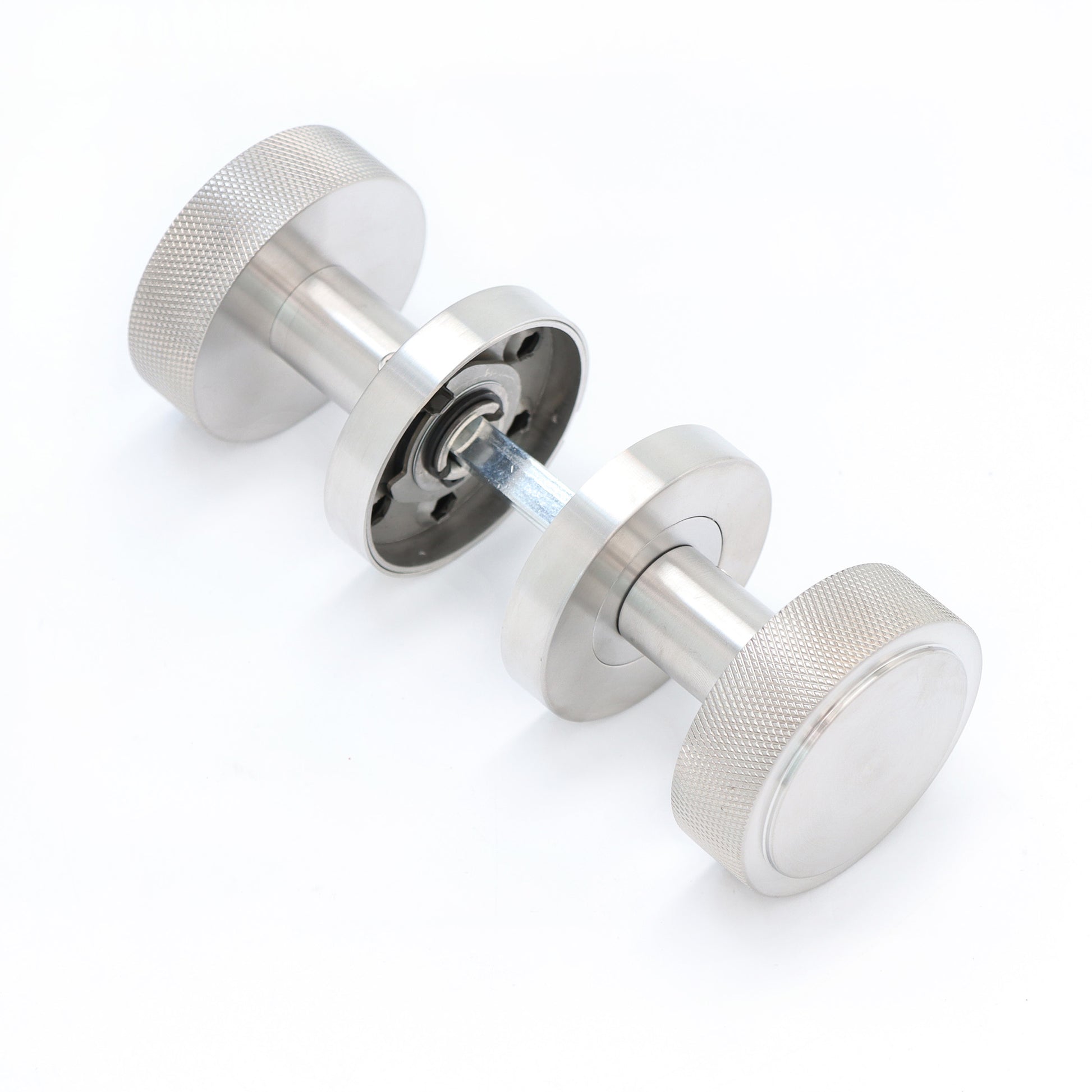 Knurled Round Rose Door Knob Set - Satin Stainless Steel
