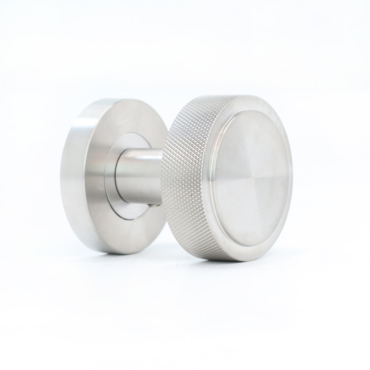 Knurled Round Rose Door Knob Set - Satin Stainless Steel