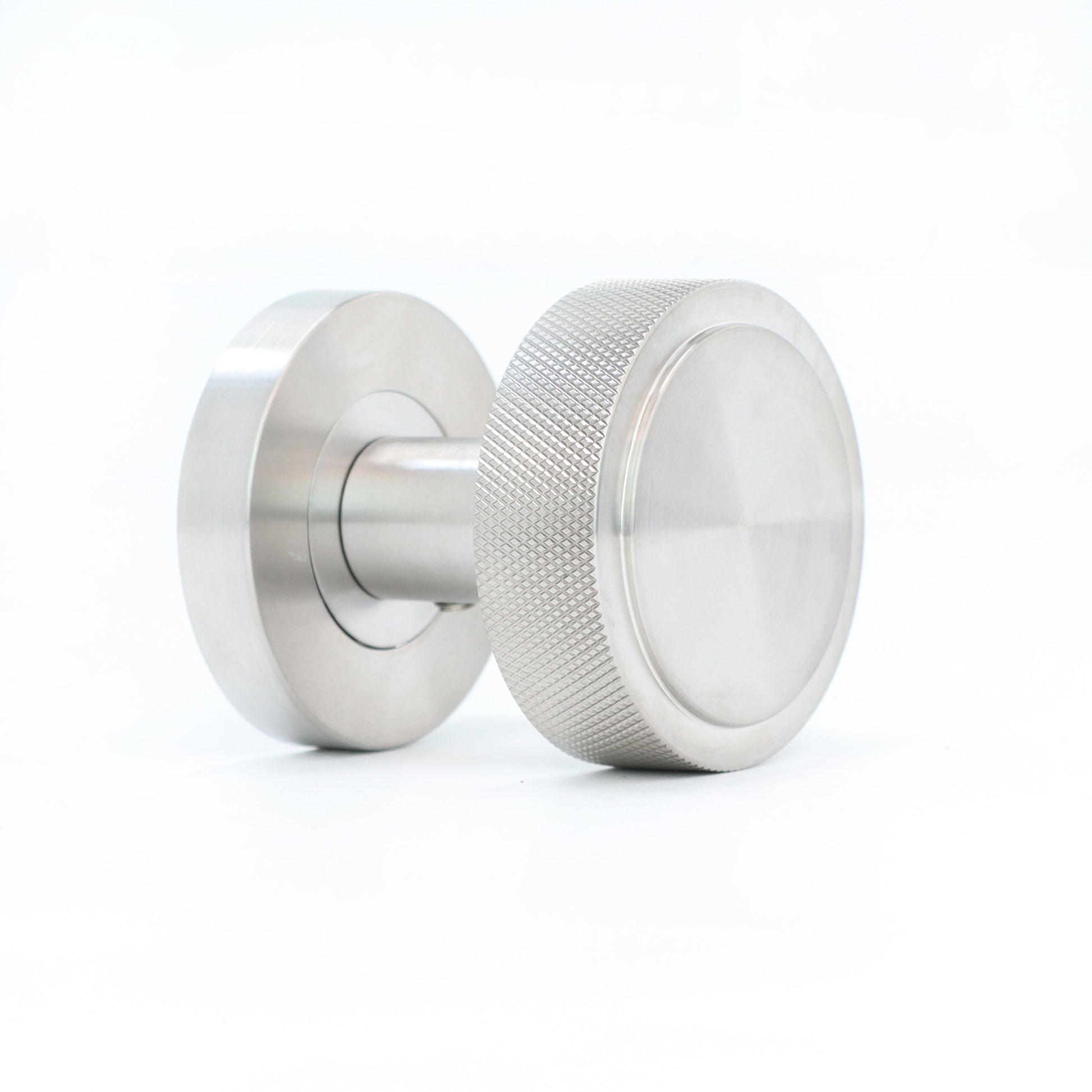 Knurled Round Rose Door Knob Set - Satin Stainless Steel