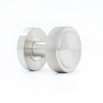 Knurled Round Rose Door Knob Set - Satin Stainless Steel