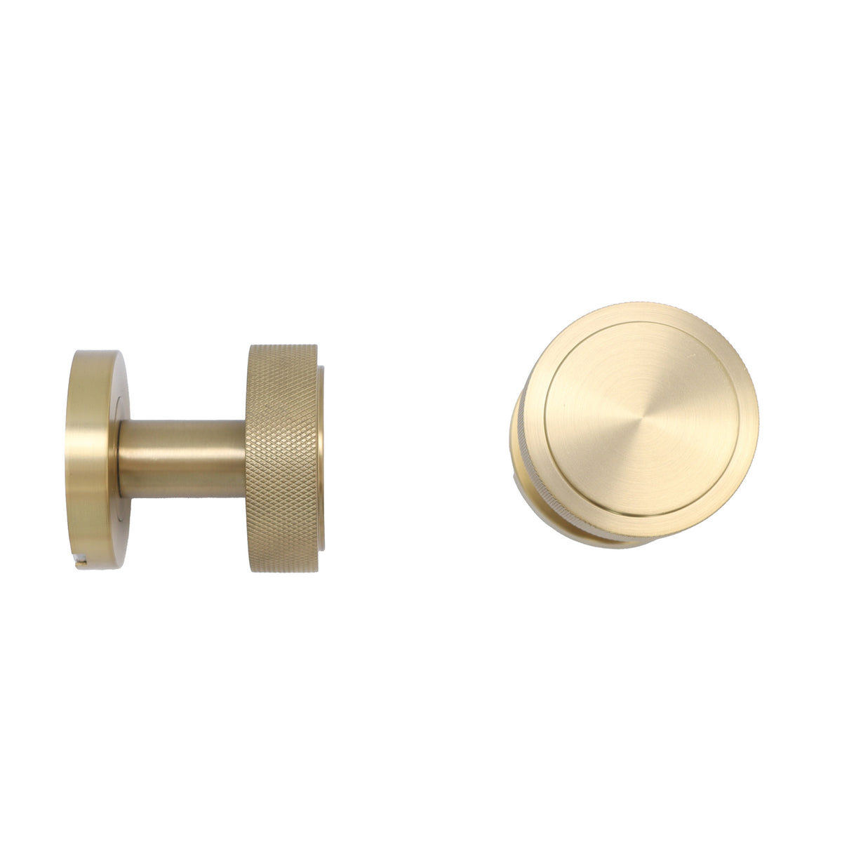 Knurled Round Rose Door Knob Set - Satin Gold