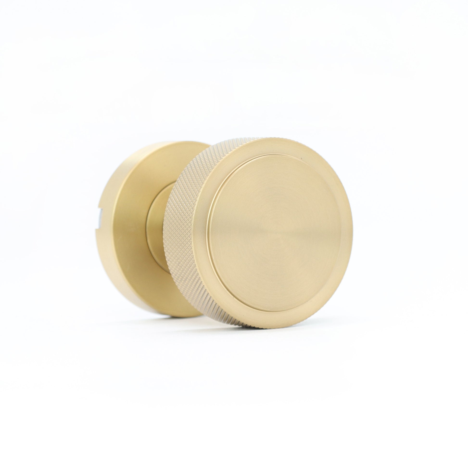 Knurled Round Rose Door Knob Set - Satin Gold