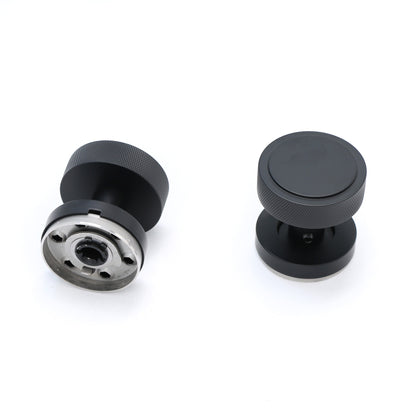 Knurled Round Rose Door Knob Set - Matt Black