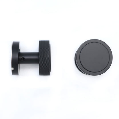 Knurled Round Rose Door Knob Set - Matt Black