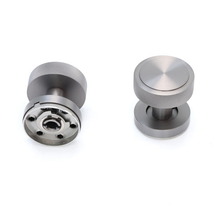 Knurled Round Rose Door Knob Set - Gun Metal