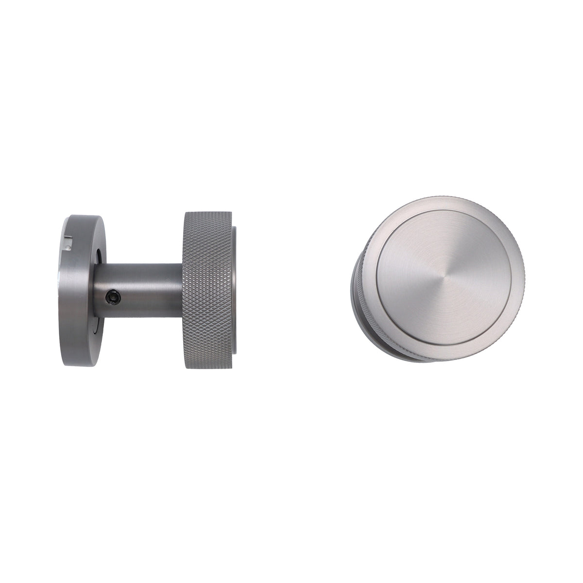 Knurled Round Rose Door Knob Set - Gun Metal