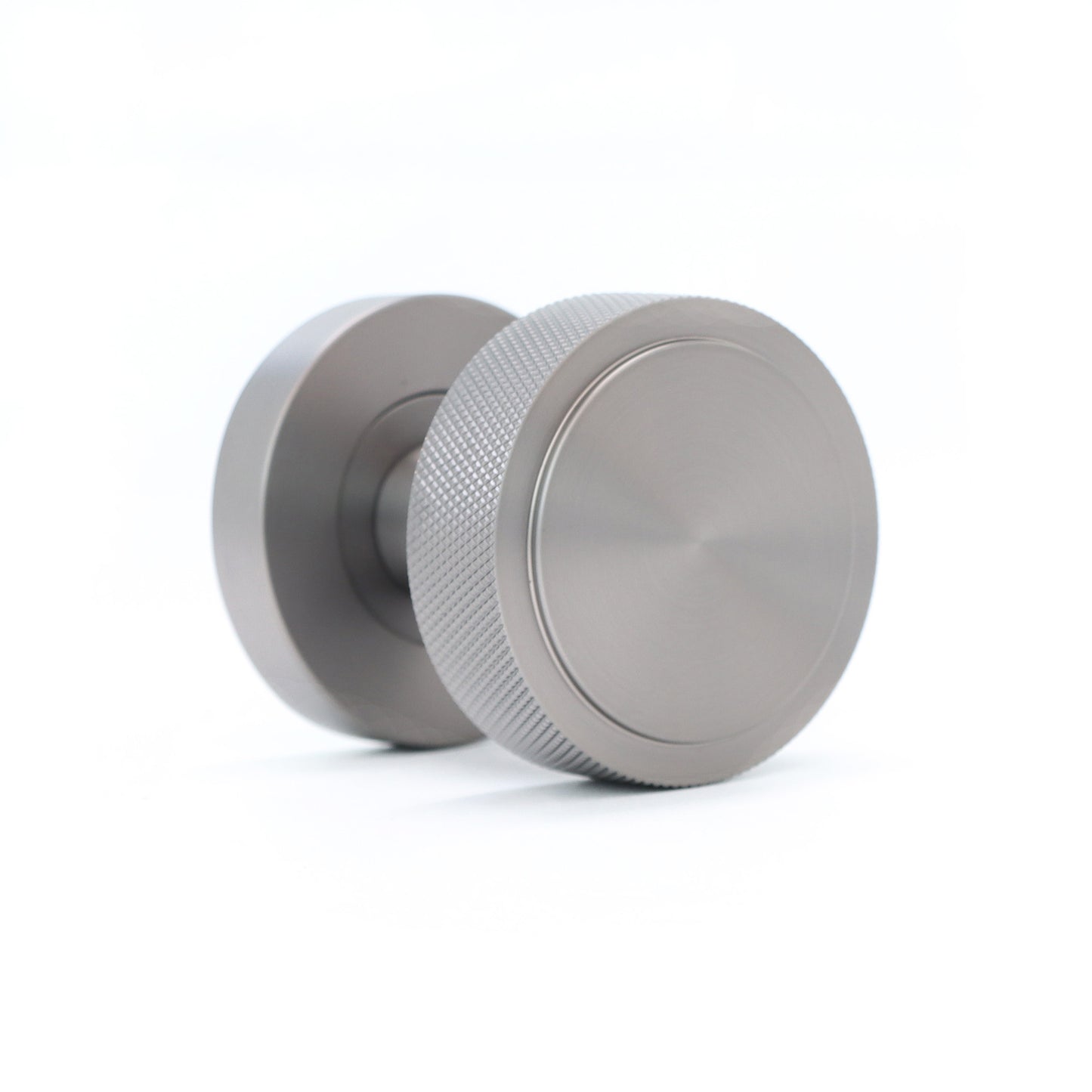 Knurled Round Rose Door Knob Set - Gun Metal