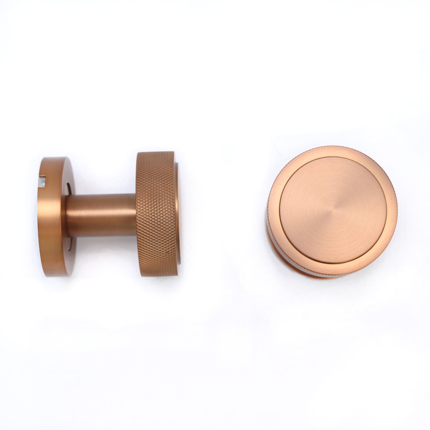 Knurled Round Rose Door Knob Set - Rose Gold