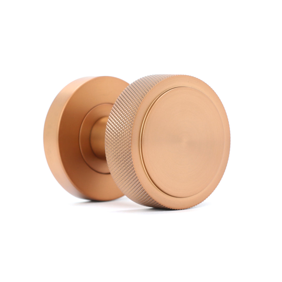 Knurled Round Rose Door Knob Set - Rose Gold