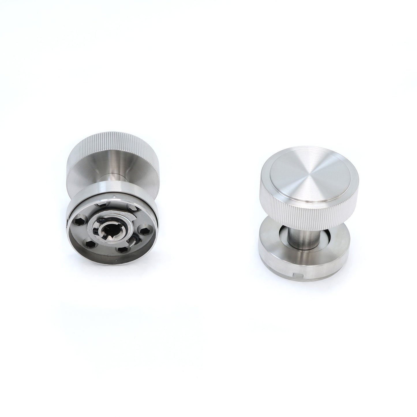 Fluted Round Rose Door Knob Set - Satin Stainless Steel