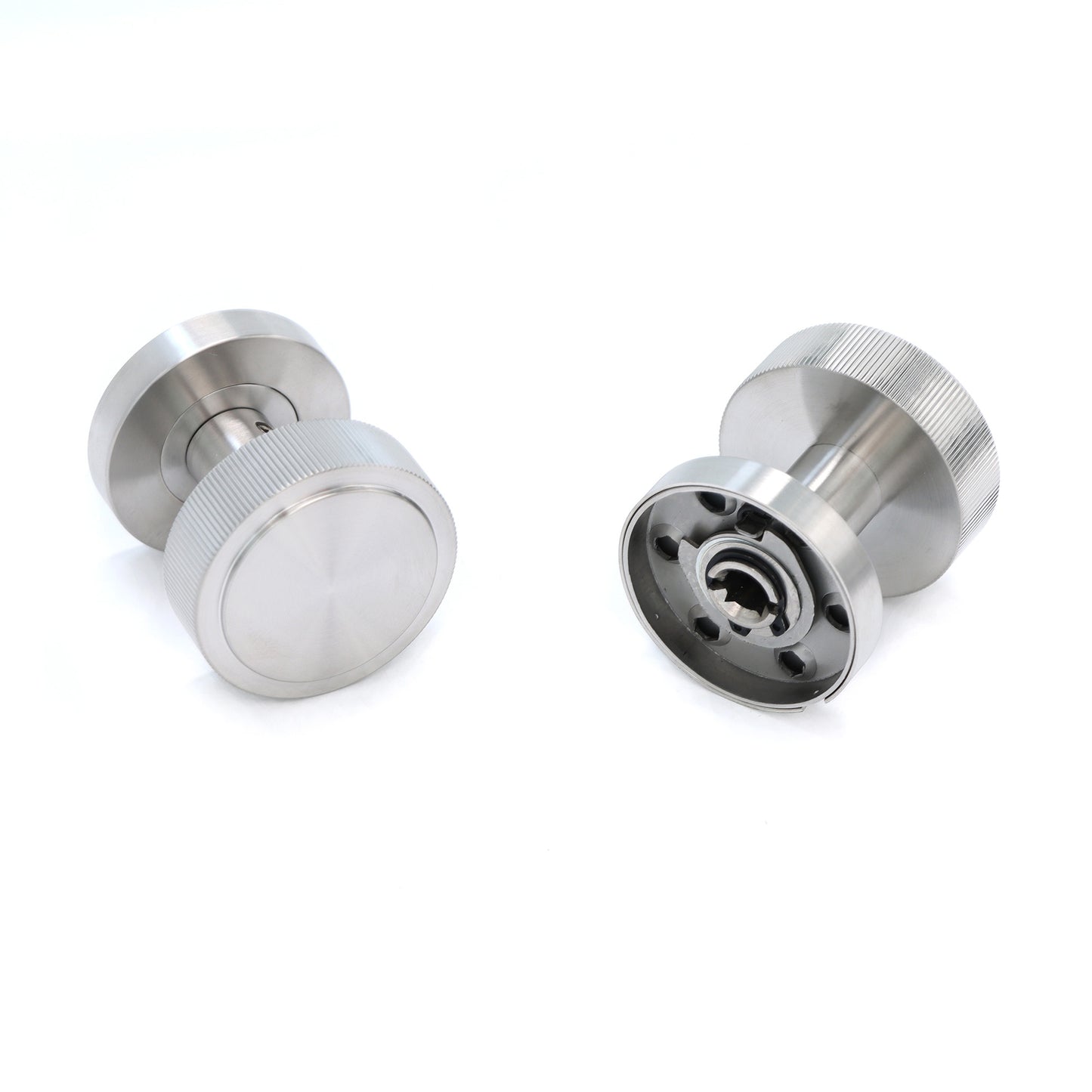 Fluted Round Rose Door Knob Set - Satin Stainless Steel