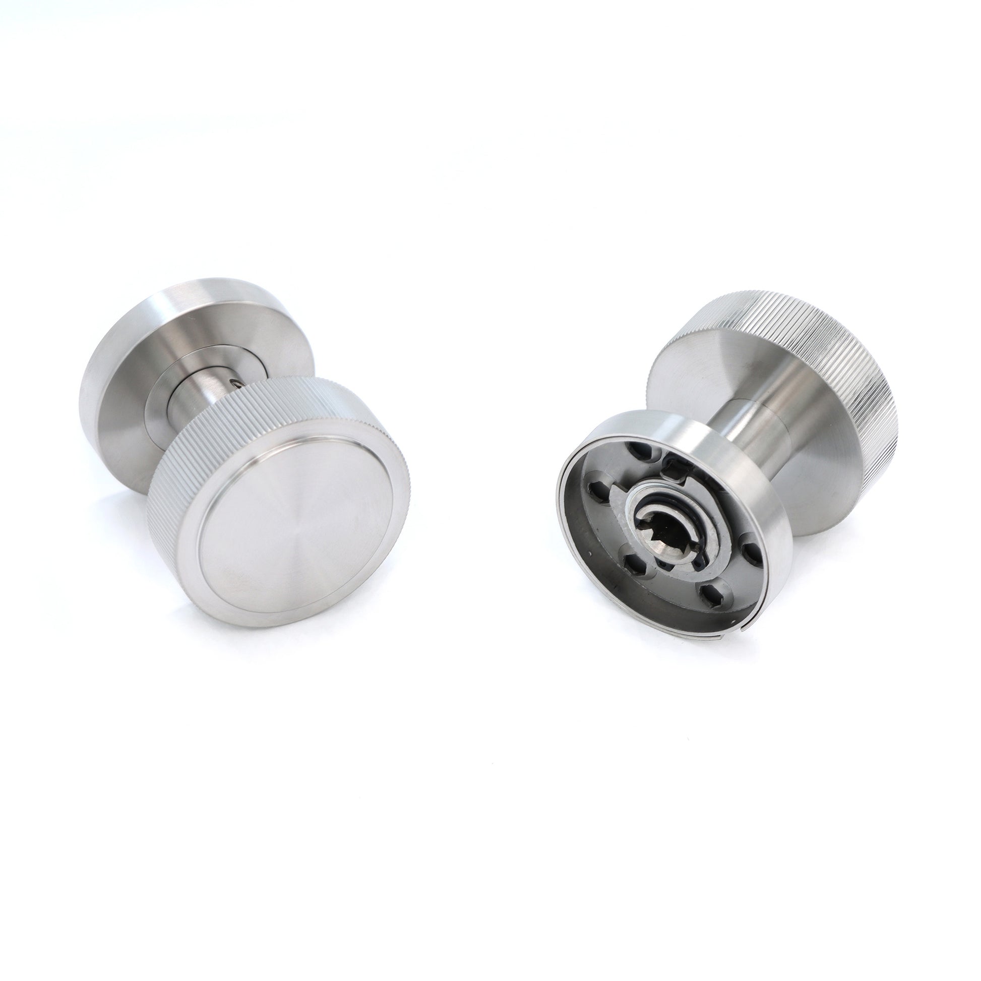 Fluted Round Rose Door Knob Set - Satin Stainless Steel