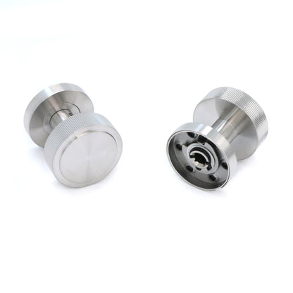 Fluted Round Rose Door Knob Set - Satin Stainless Steel