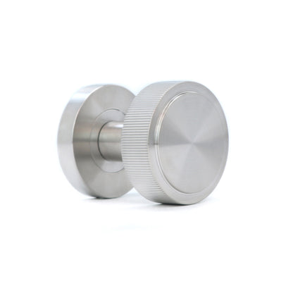 Fluted Round Rose Door Knob Set - Satin Stainless Steel