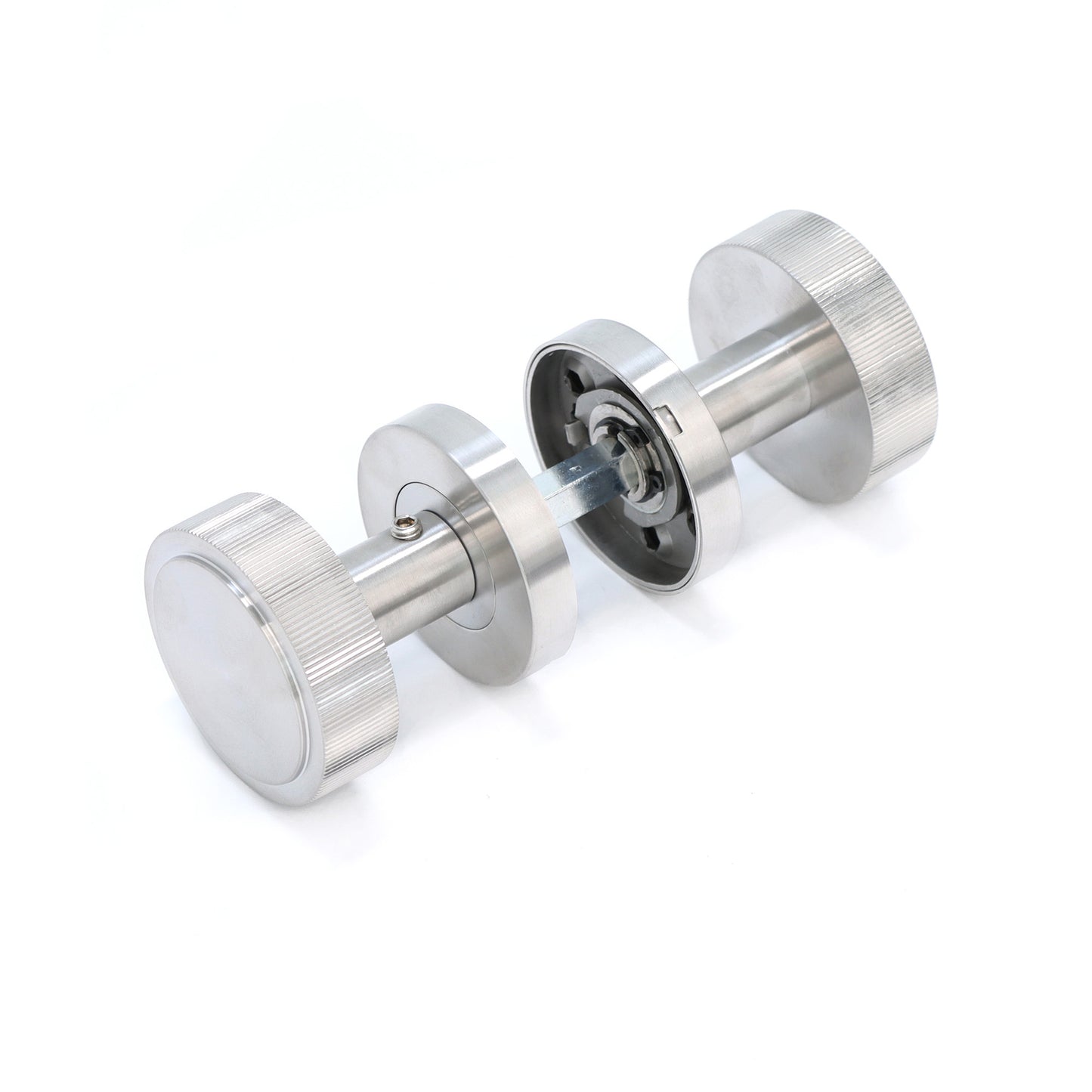 Fluted Round Rose Door Knob Set - Satin Stainless Steel
