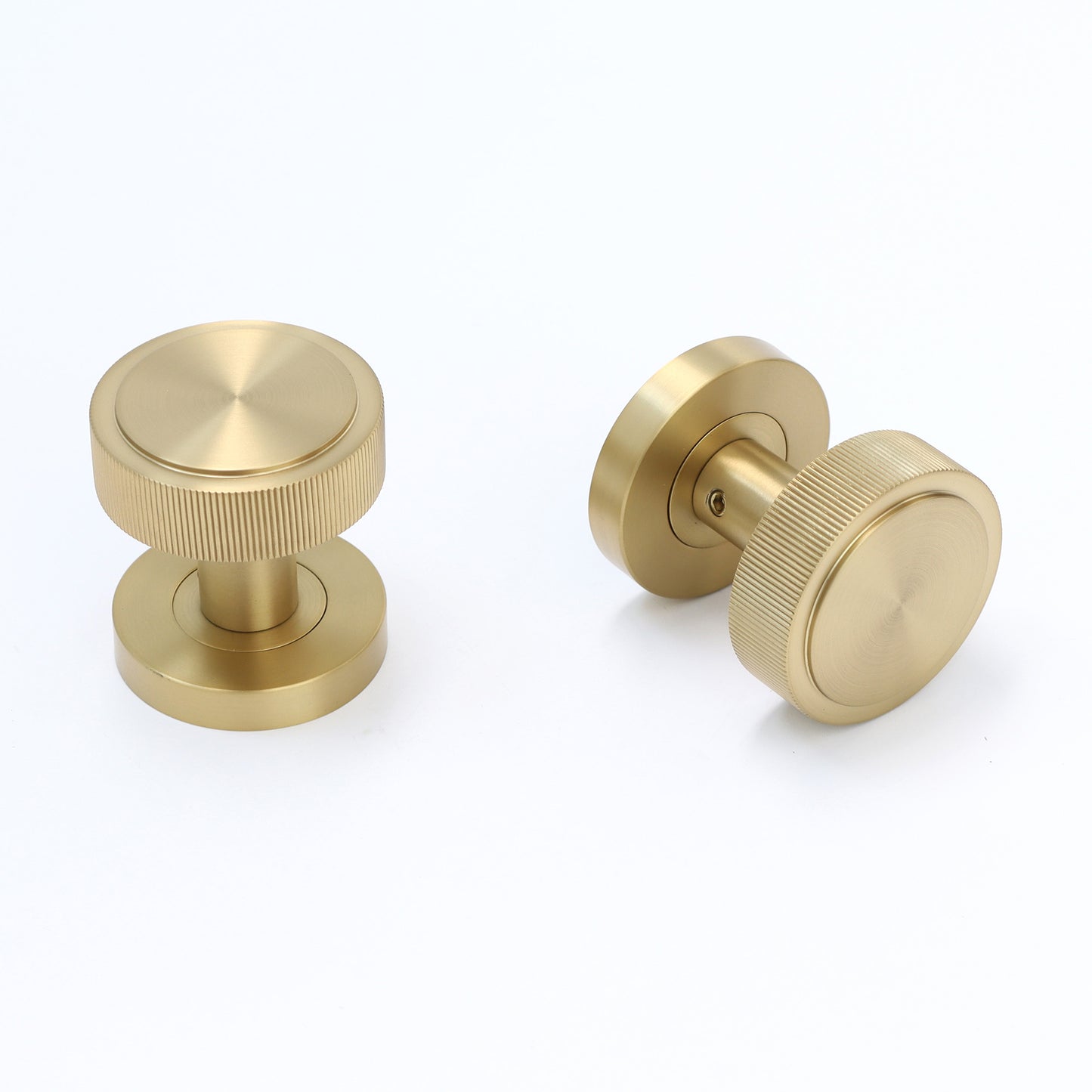 Fluted Round Rose Door Knob Set - Satin Gold