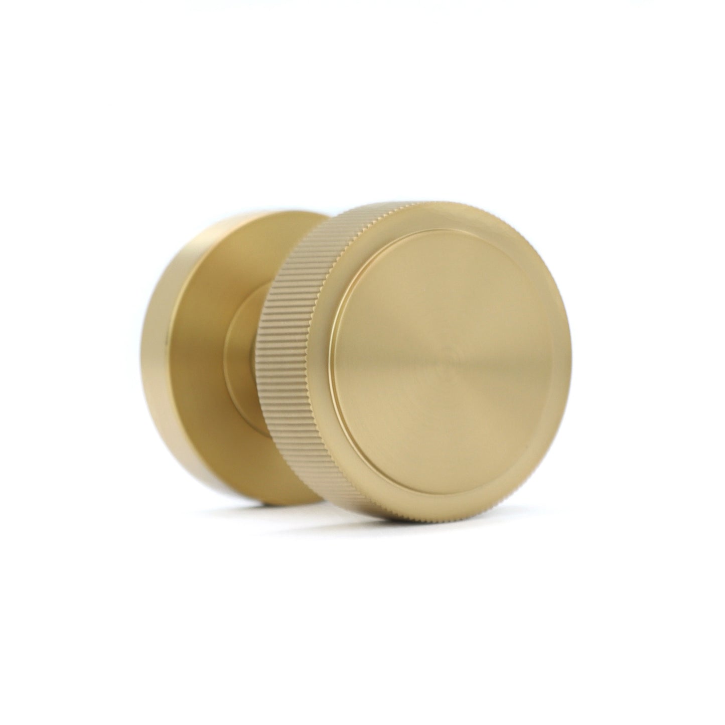 Fluted Round Rose Door Knob Set - Satin Gold
