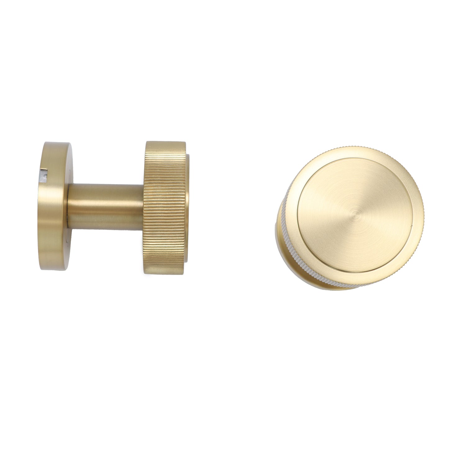 Fluted Round Rose Door Knob Set - Satin Gold