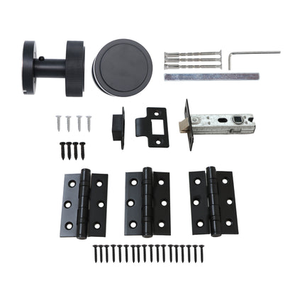 Fluted Round Rose Door Knob Set - Matt Black
