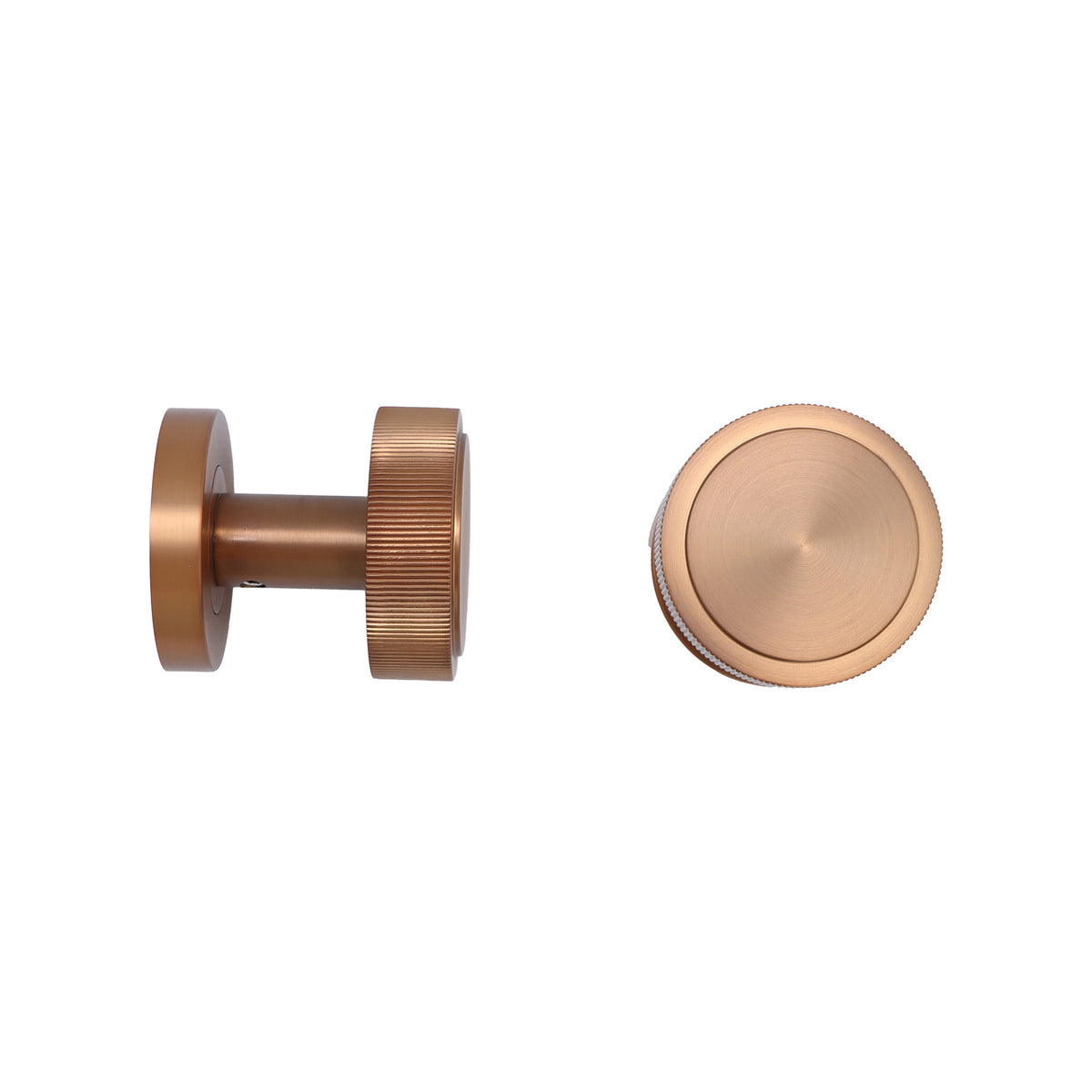 Fluted Round Rose Door Knob Set - Rose Gold