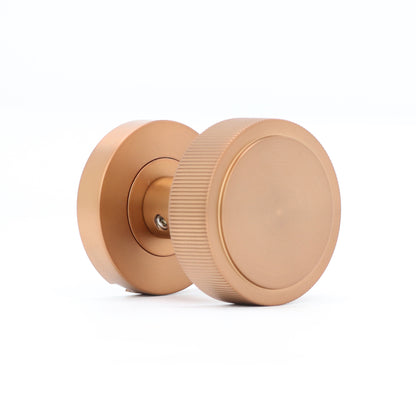 Fluted Round Rose Door Knob Set - Rose Gold