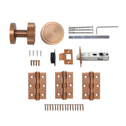 Fluted Round Rose Door Knob Set - Rose Gold