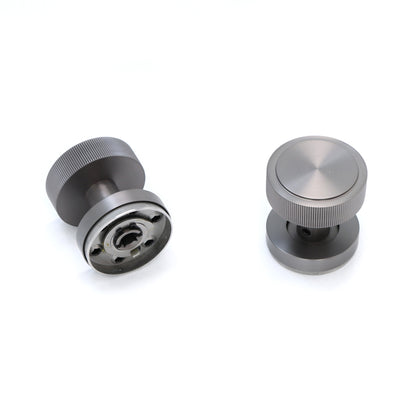 Fluted Round Rose Door Knob Set - Gun Metal