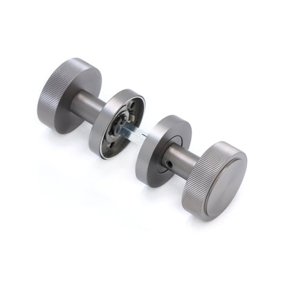 Fluted Round Rose Door Knob Set - Gun Metal