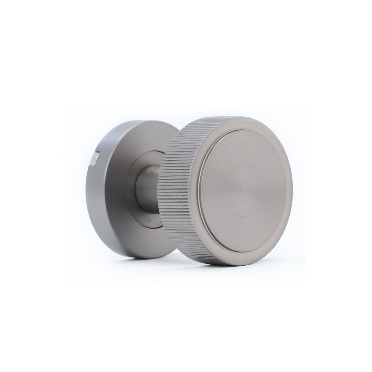 Fluted Round Rose Door Knob Set - Gun Metal