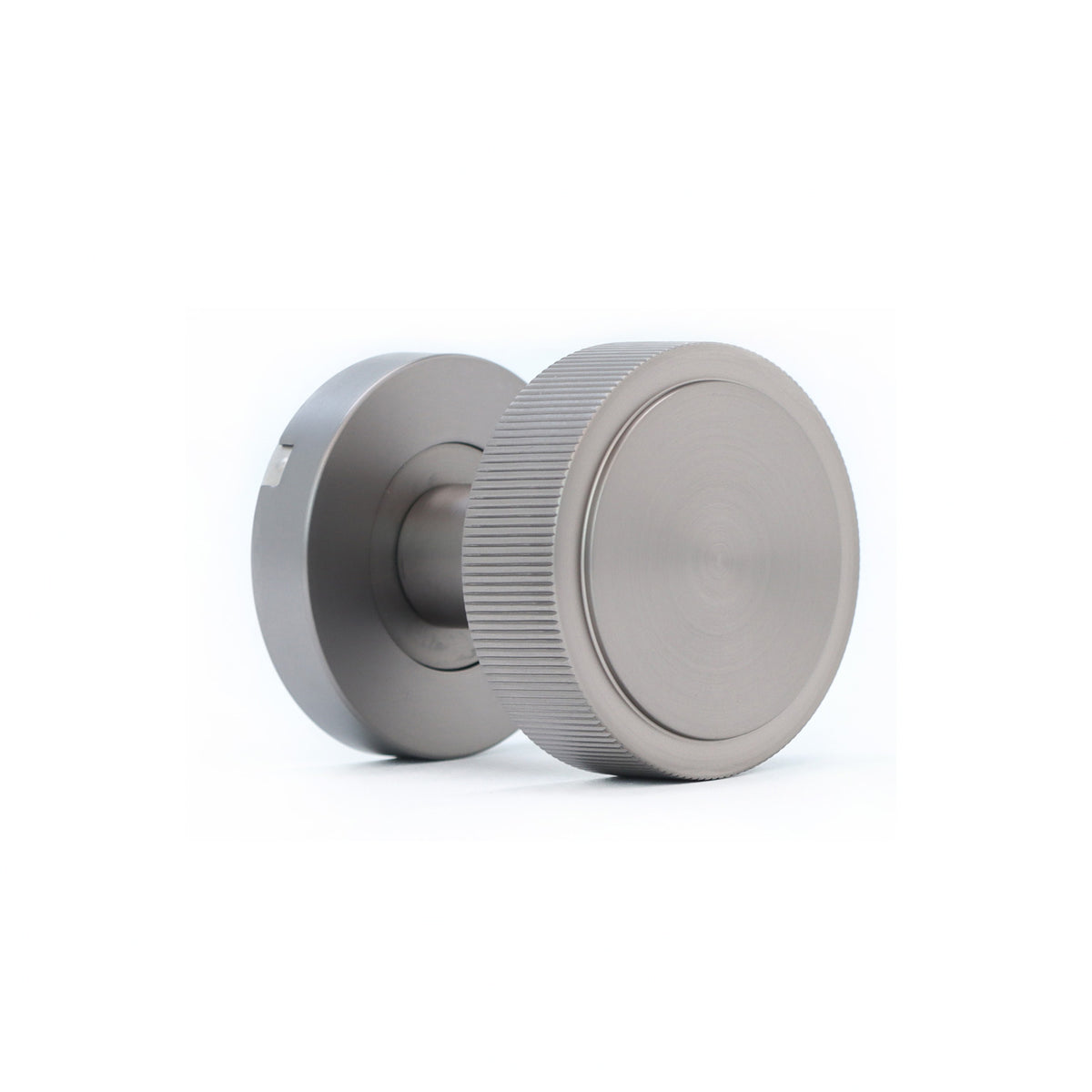 Fluted Round Rose Door Knob Set - Gun Metal
