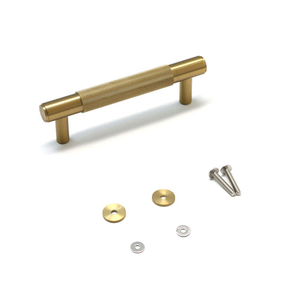 Knurled Small Round T-Bar Pull Handle - Satin Gold