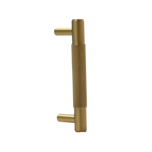 Knurled Small Round T-Bar Pull Handle - Satin Gold