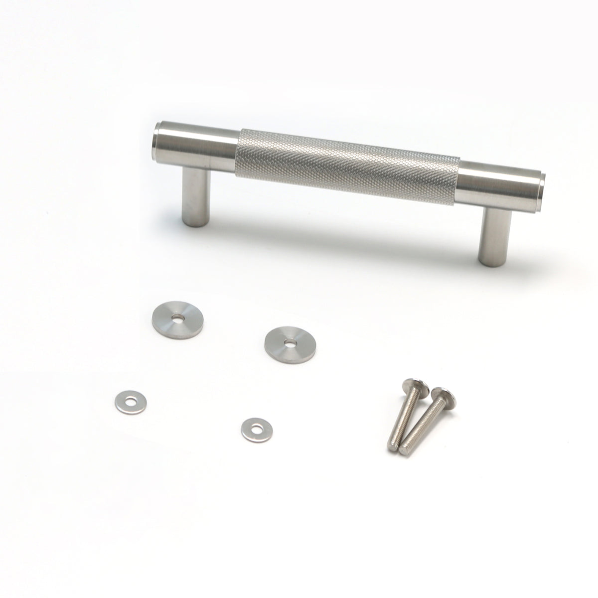 Knurled Small Round T-Bar Pull Handle - Satin Stainless Steel