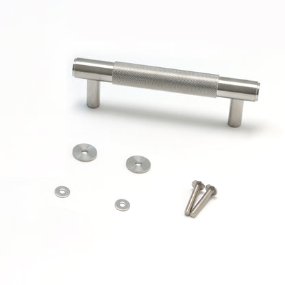 Knurled Small Round T-Bar Pull Handle - Satin Stainless Steel