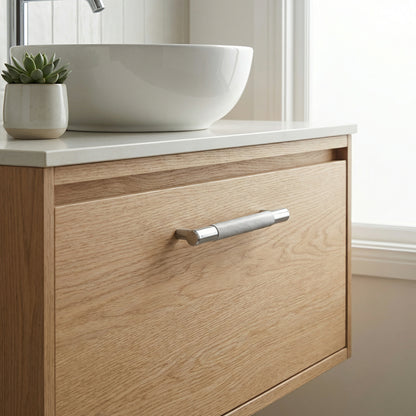 Knurled Small Round T-Bar Pull Handle - Satin Stainless Steel
