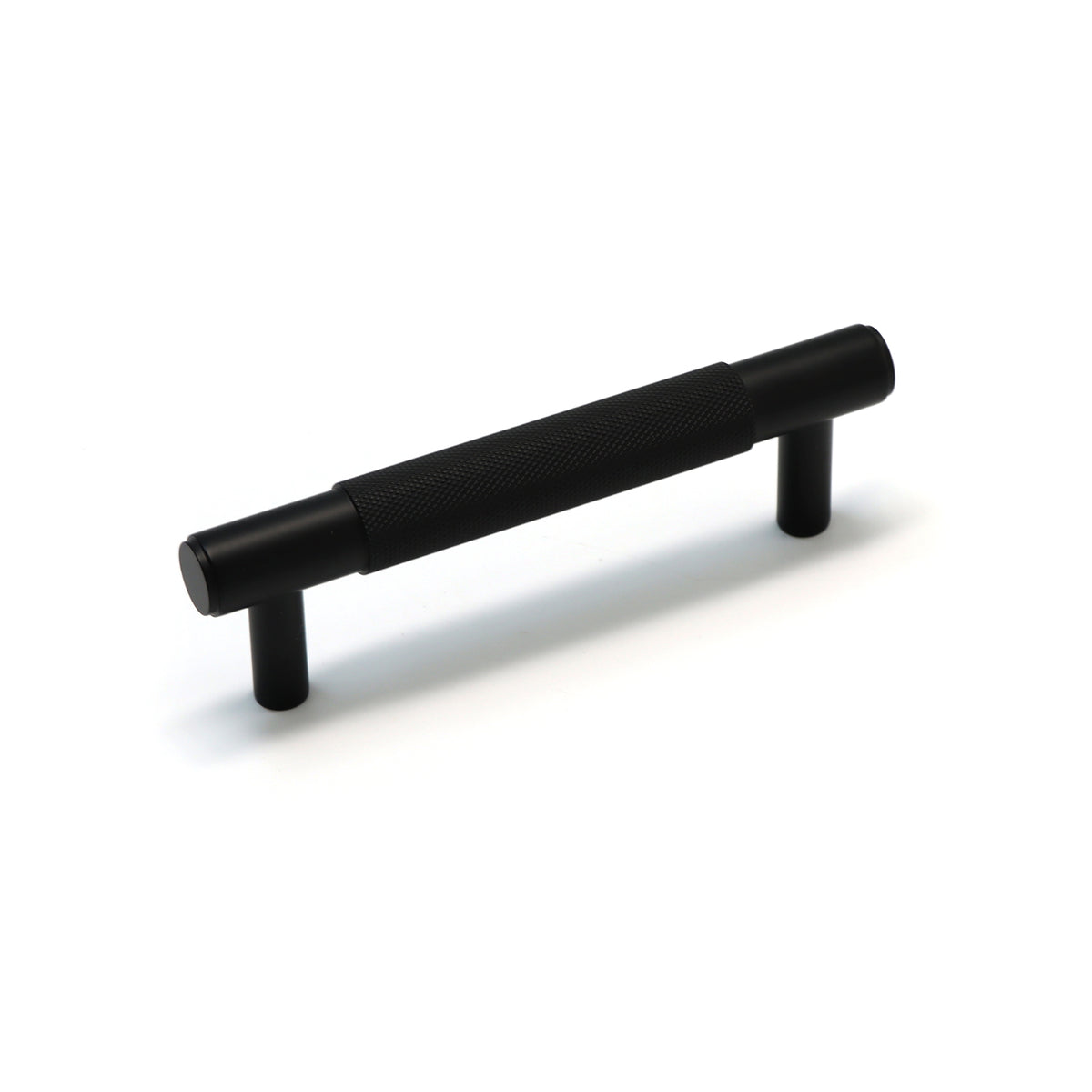 Knurled Small Round T-Bar Pull Handle - Matt Black