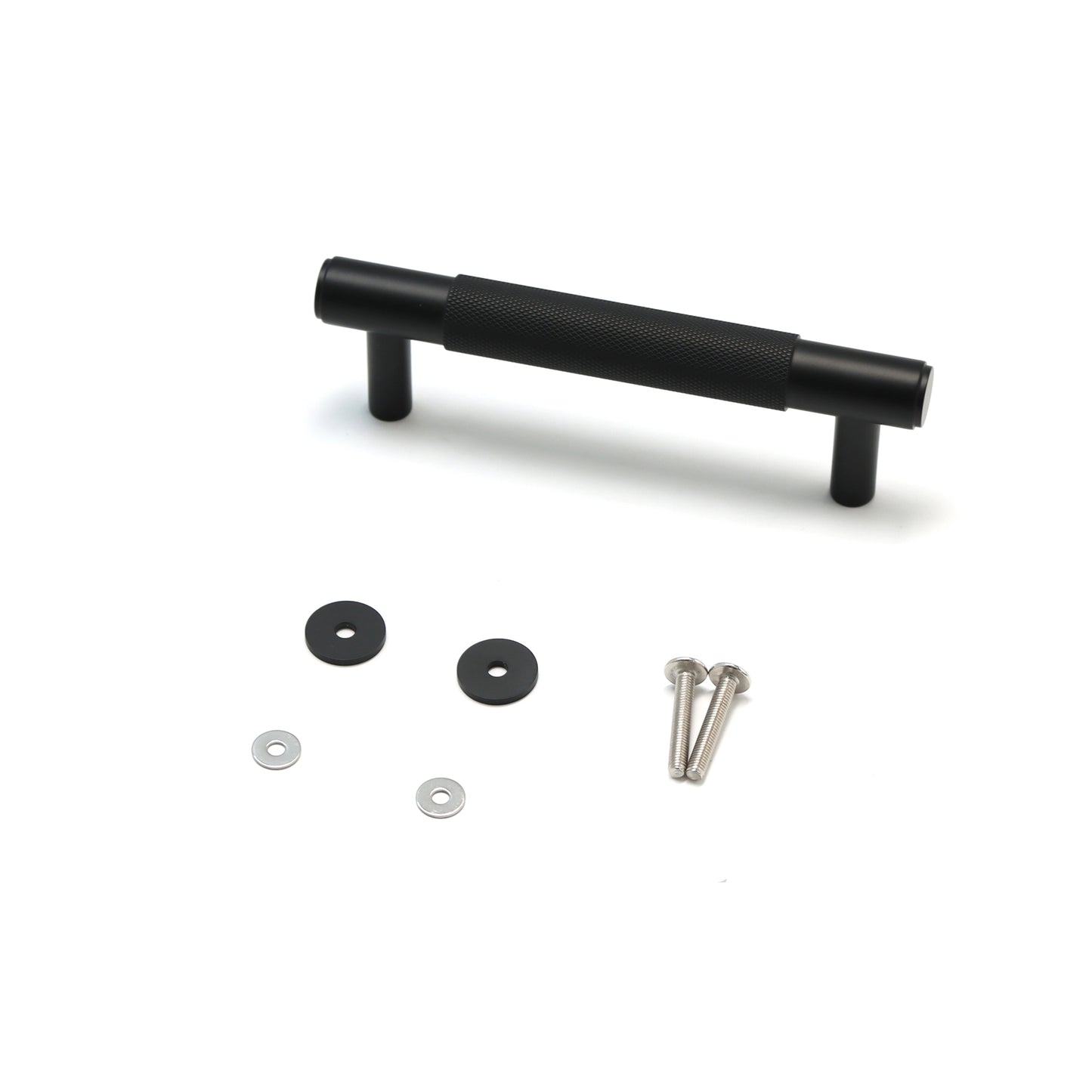 Knurled Small Round T-Bar Pull Handle - Matt Black