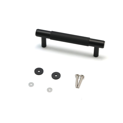 Knurled Small Round T-Bar Pull Handle - Matt Black
