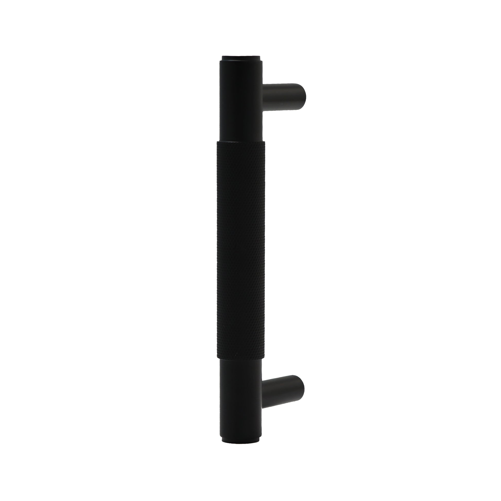 Knurled Small Round T-Bar Pull Handle - Matt Black