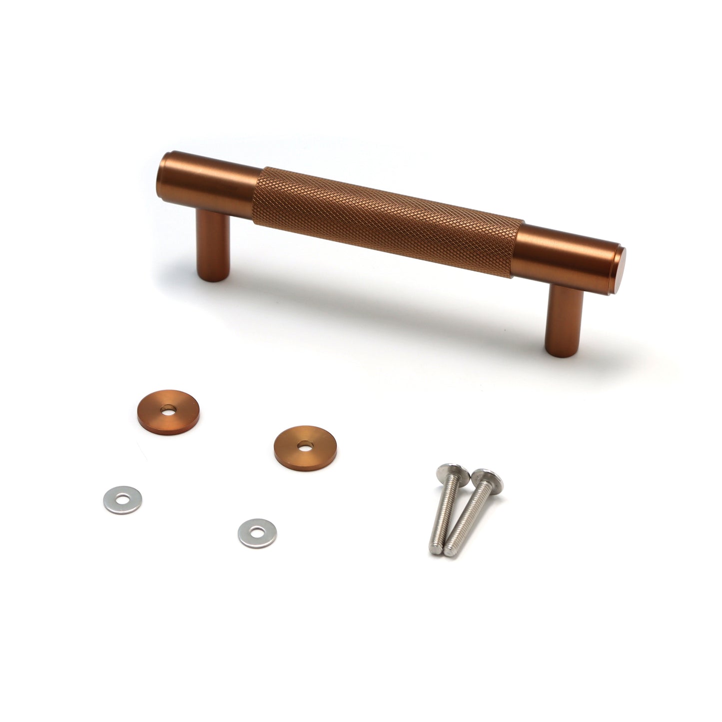 Knurled Small Round T-Bar Pull Handle - Rose Gold